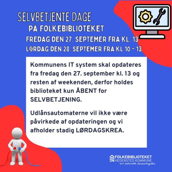 Plakat med tekst om lukkedage