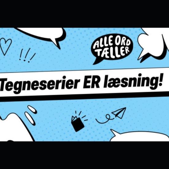 Logo for kampagne Alle ord tæller: Tegneserier er læsning!