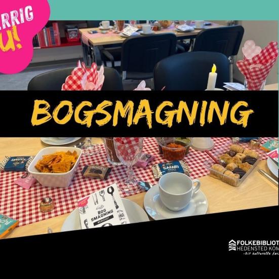 Bøger på et bord med service