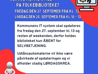 Plakat med tekst om lukkedage